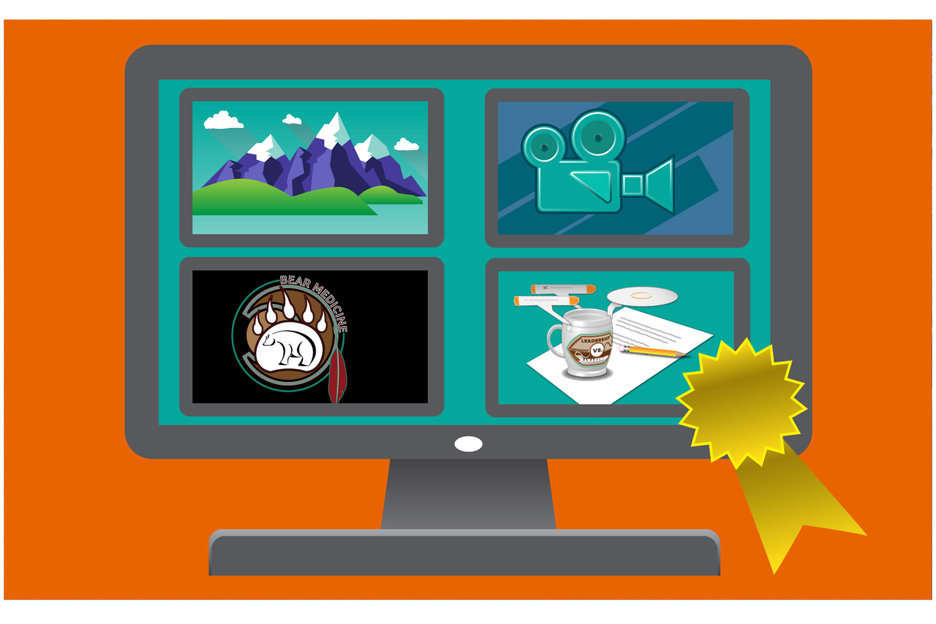 Computer Illustration with 4 images